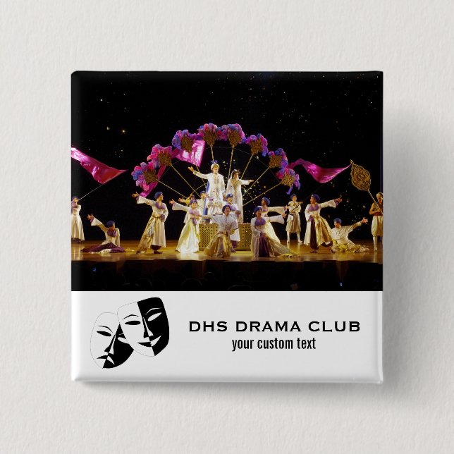 Theatre Drama Club Custom Photo Collage 2 Inch Square Button (Front)
