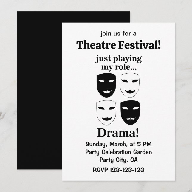 Theatre Festival Theatre Mask Drama Performance  Invitation (Front/Back)