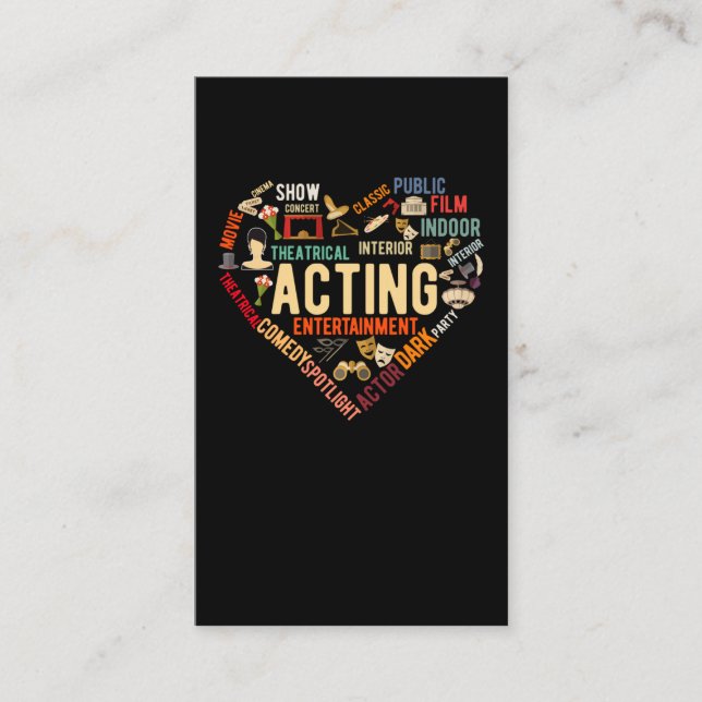 Theatre Heart Drama Acting Business Card (Front)