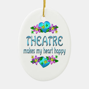 Theatre Heart Happy Ceramic Ornament