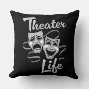 Theatre Life Comedy and Tragedy Masks Throw Pillow
