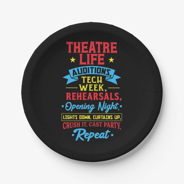 Theatre Life For Actor Paper Plate (Front)