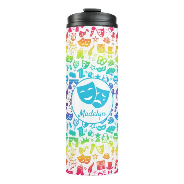 Theatre-Lover Rainbow Icons Thermal Tumbler (Front)