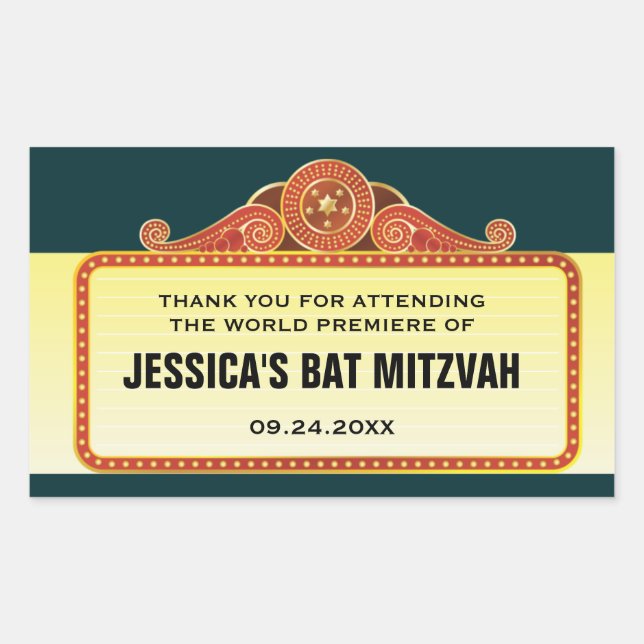 Theatre Marquee Bar Bat Mitzvah Sticker (Front)