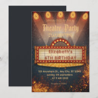 Theatre Marquee Party Invitation – Birthday invite