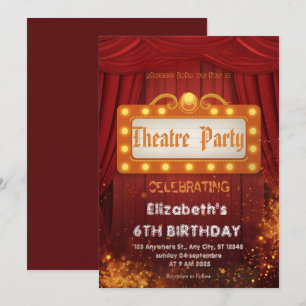 Theatre Marquee Party Invitation – Birthday invite