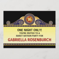 Theatre Marquee Sweet 16 Birthday Invitation