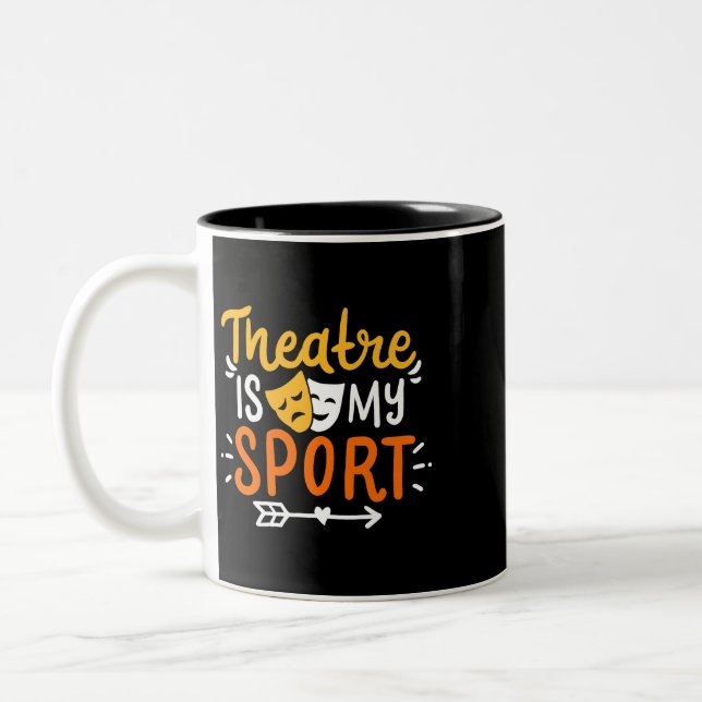 Theatre Mask Broadway Musical Dramatic Acting Gift Two-Tone Coffee Mug (Left)