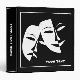 Theatre Mask Comedy Tragedy Black White Custom Binder