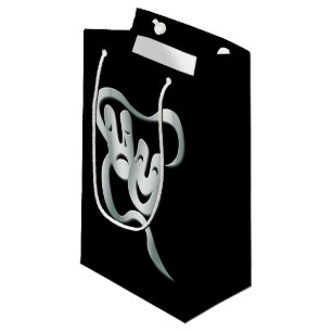 Theatre Mask Comedy Tragedy Black White SGB Small Gift Bag