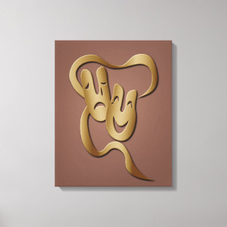 Theatre Mask Comedy Tragedy Gold Brown Canvas Print