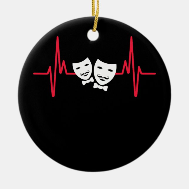 Theatre Mask Drama Entertainment Broadway Musical Ceramic Ornament (Front)