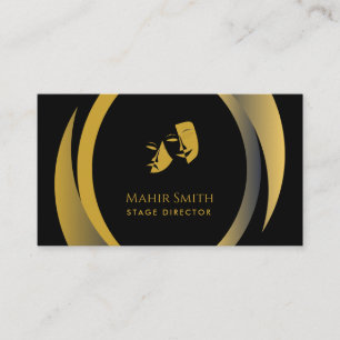 Theatre Mask Stage Director Black & Gold  Business Card