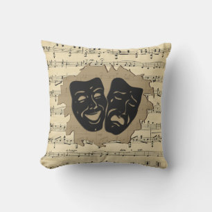 Theatre Masks and Antique Music Outdoor Pillow