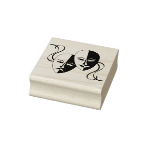 theatre masks art stamp