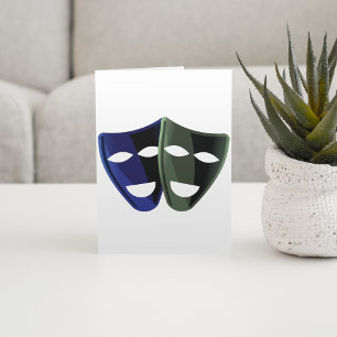 Theatre Masks Blue And Green Card