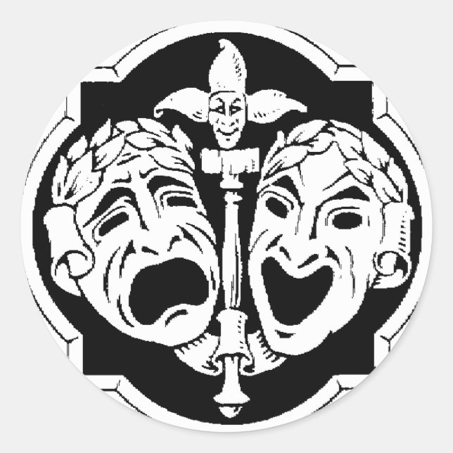 Theatre Masks Classic Round Sticker (Front)