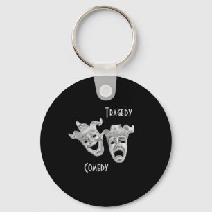 Theatre Masks Comedy and Tragedy Black Keychain