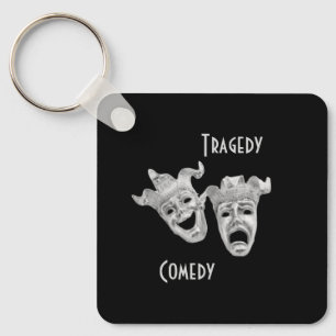 Theatre Masks Comedy and Tragedy Black Keychain