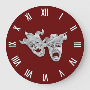 Theatre Masks Comedy and Tragedy Large Clock