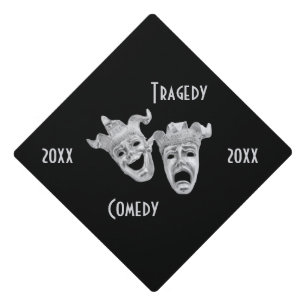 Theatre Masks Comedy and Tragedy Text Years Graduation Cap Topper