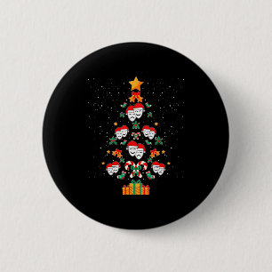 Theatre Masks Drama Actor Actress Christmas Tree X 2 Inch Round Button