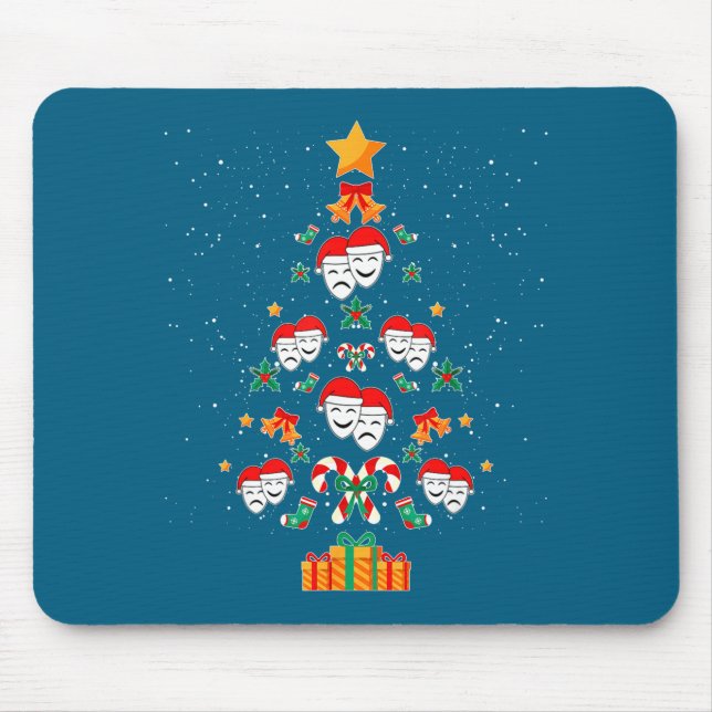 Theatre Masks Drama Actor Actress Christmas Tree X Mouse Pad (Front)