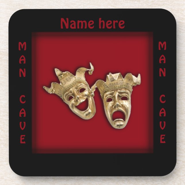 Theatre Masks Man Cave Name Coaster (Front)