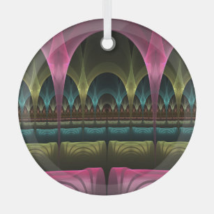Theatre of Fantasy, Abstract Colourful Fractal Art Glass Ornament
