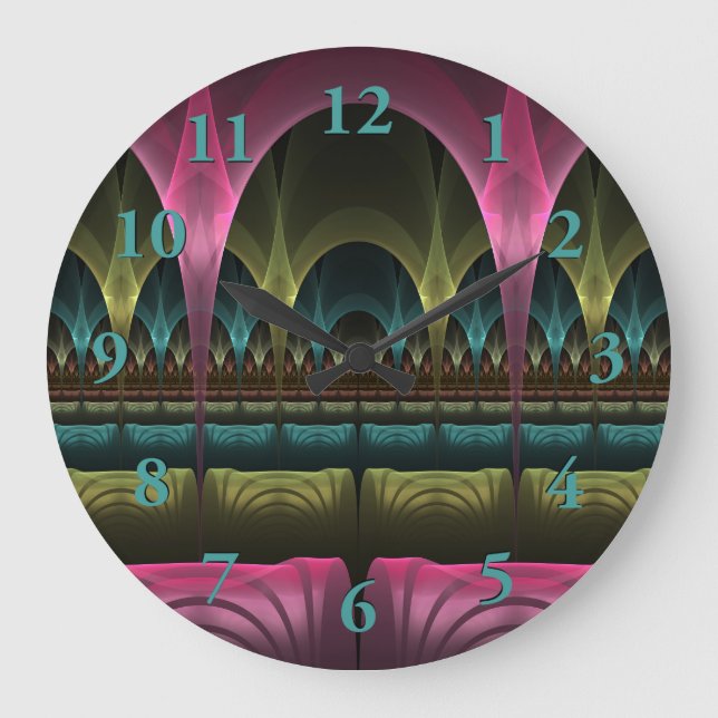 Theatre of Fantasy, Abstract Colourful Fractal Art Large Clock (Front)