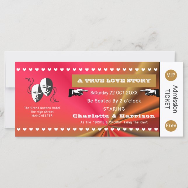 Theatre Playbill Show Ticket Theme Wedding (Front)