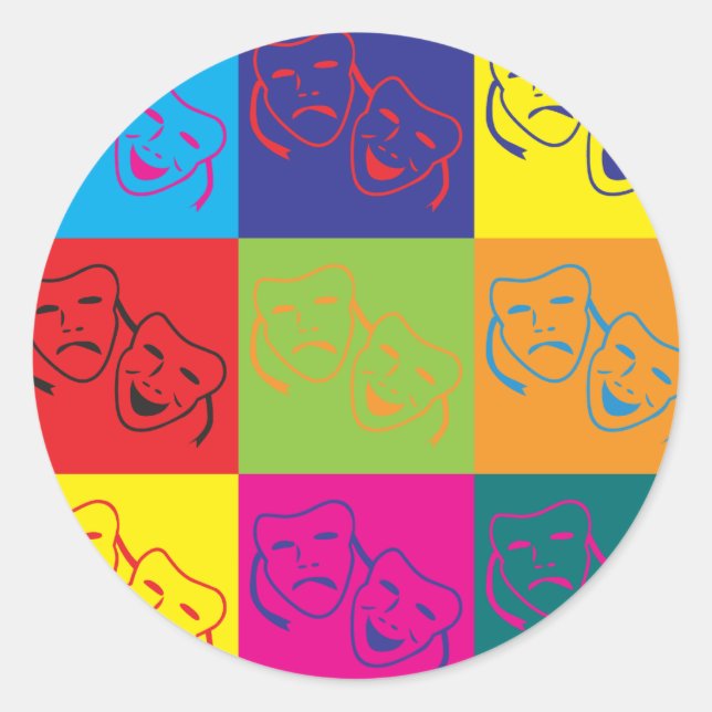 Theatre Pop Art Classic Round Sticker (Front)