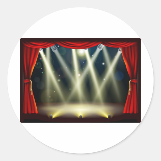 Theatre stage lights classic round sticker (Front)