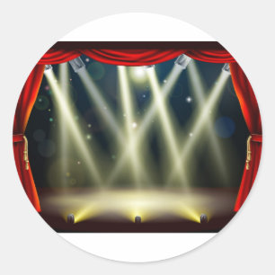Theatre stage lights classic round sticker