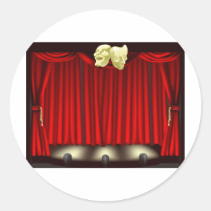 Theatre stage with masks classic round sticker