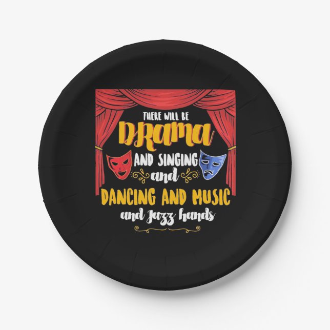 Theatre There will Be Drama Paper Plate (Front)