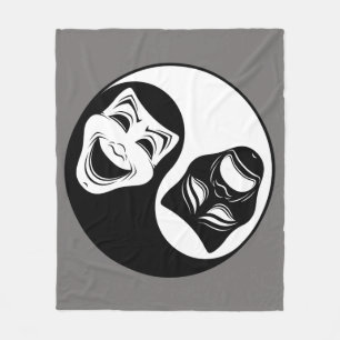 Theatre Yin Yang Design - Comedy and Tragedy Masks Fleece Blanket