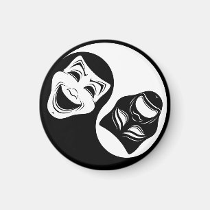 Theatre Yin Yang Design - Comedy and Tragedy Masks Magnet