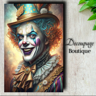 Theatrical Showman Clown Decoupage Tissue Paper