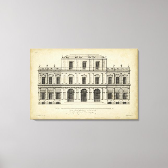 Theatrical Style Façade by Colen Campbell Canvas Print (Front)