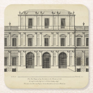 Theatrical Style Façade by Colen Campbell Square Paper Coaster