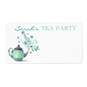 Théière aquarelle Fleur Ruisseau Menthe Aqua