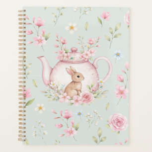 Théière de lapin fantaisiste - Cahier floral de pr