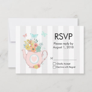 Théière rose avec fleurs et papillons RSVP