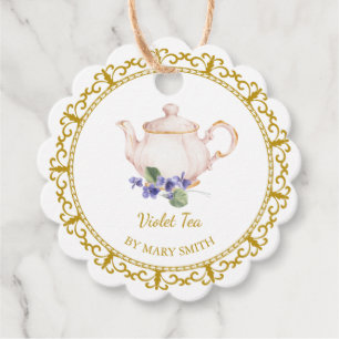 Théière vintage Étiquette de thé violet fait maiso