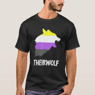 Theirwolf Nonbinary Flag Genderfluid LGBTQ Nonbina T-Shirt