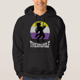 Theirwolf Nonbinary Pride Non Binary Enby Nb Flag Hoodie