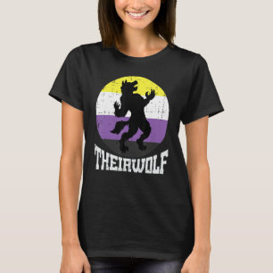 Theirwolf Nonbinary Pride Non Binary Enby NB Flag  T-Shirt