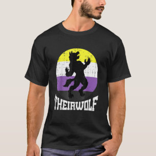 Theirwolf Nonbinary Pride Non Binary Enby NB Flag  T-Shirt
