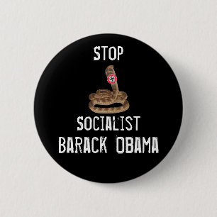 theleftistcobras, Stop, Socialist , Barack Obama 2 Inch Round Button